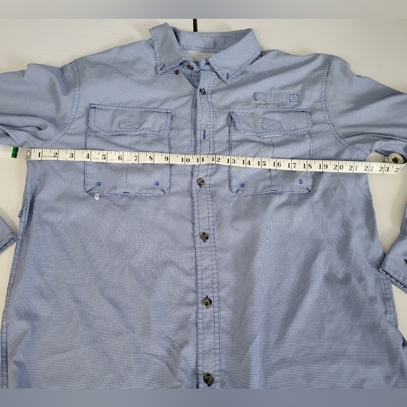 Cabela's Blue White Checkered Breathable Button-Up Long Sleeve Shirt - Picture 4 of 9